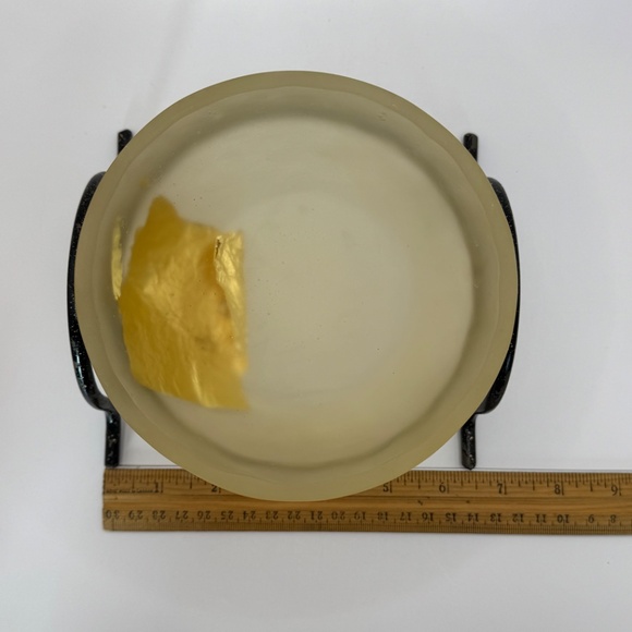 Martha Sturdy acrylic bowl with floating gold leaf in metal stand. Rare - Picture 5 of 11